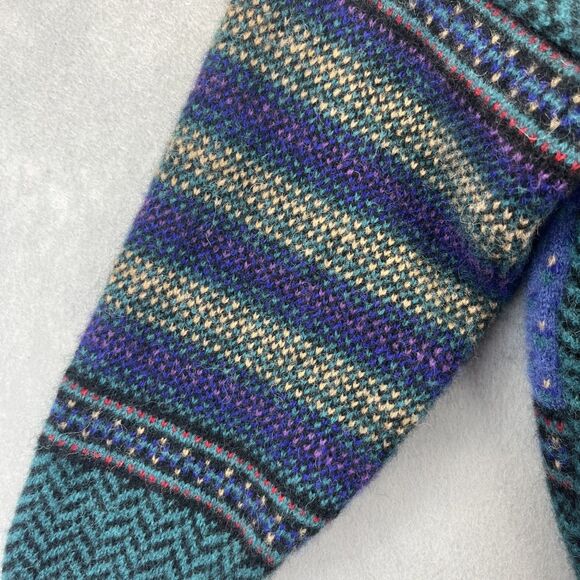 Lady Clansman Shetland Wool Sz M Fair Isle Colorblock Purple Blue Vintage - Picture 11 of 16